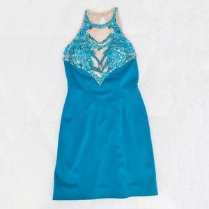 Sherri Hill Teal Aqua Cocktail Dress. Size 4